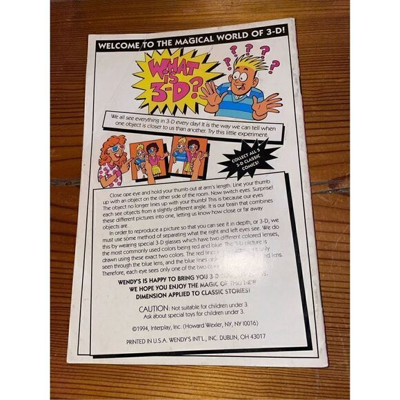 Wendy's Kids Meal 3-D Classic Comics Swiss Family Robinson #5 Sealed 1994 - Picture 2 of 2